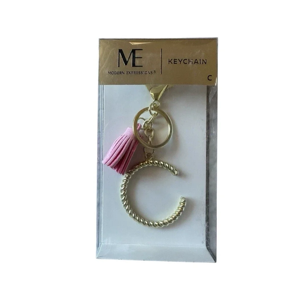 NEW Modern Expressions Gold Rope Initial keychain With Tassle U PIck Letter